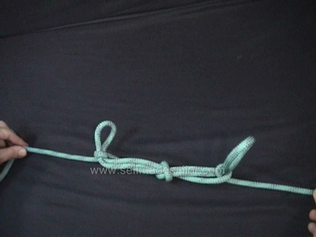 A knot tying video showing how to tie a Sheepshank from a Tom Fool's knot.